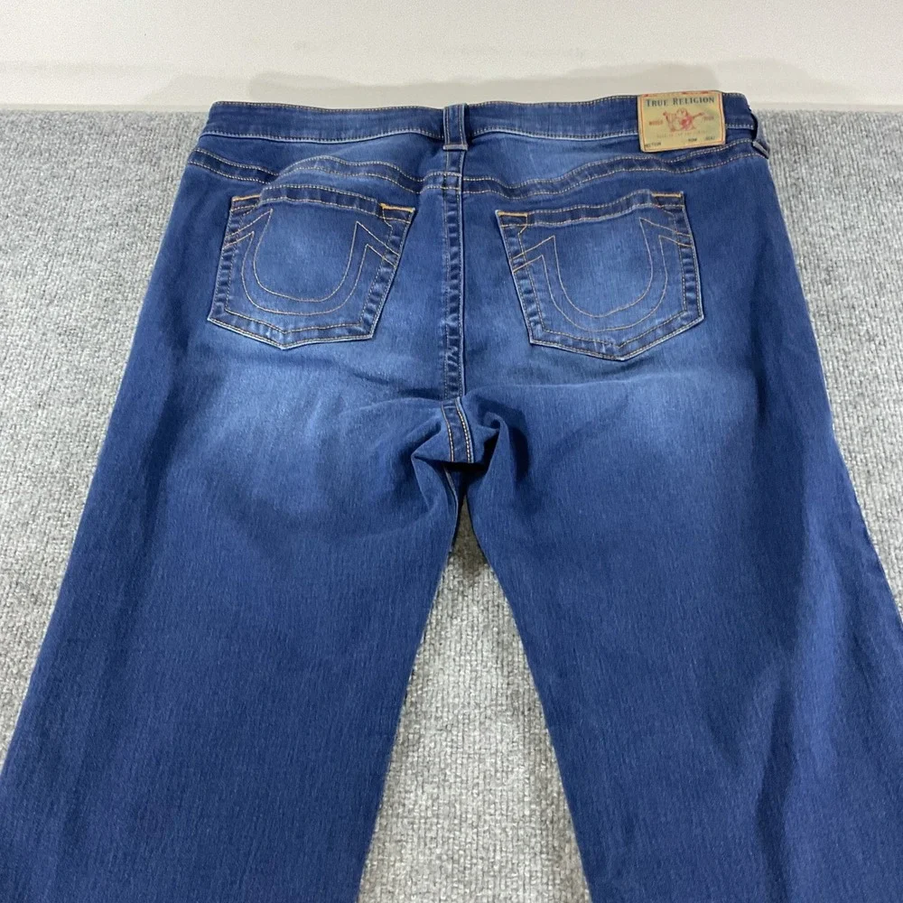 True Religion Billie Mid Rise Straight Jeans Womens 38x34 Blue Stretch Denim